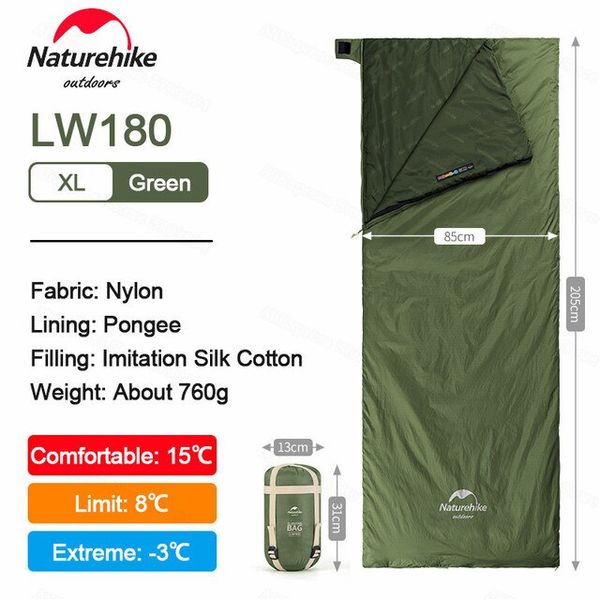 Спальний мішок Naturehike Ultra light LW 180 2021 Long NH21MSD09 XL Pine Green 6927595777961 фото