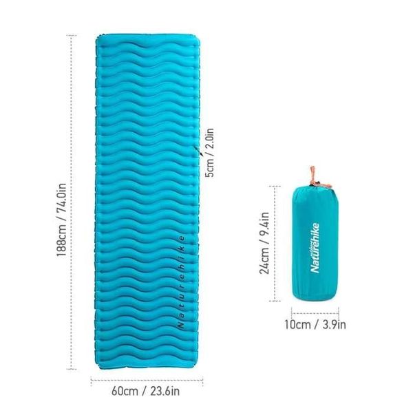 Надувний матрац Naturehike Wave type TPU mattress 1880*600*50mm NH18C009-D Sea Blue 6927595729335 фото