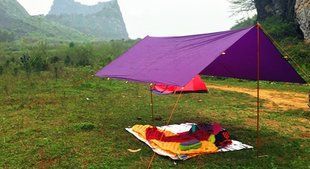 Тент туристичний 3F UL GEAR 40D silicone 3х3 м Purple tent1 фото