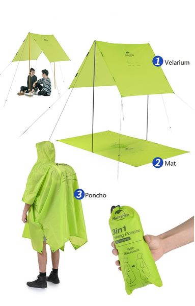 Пончо-тент Naturehike 210T polyester New NH17D002-M Green 6927595717967 фото