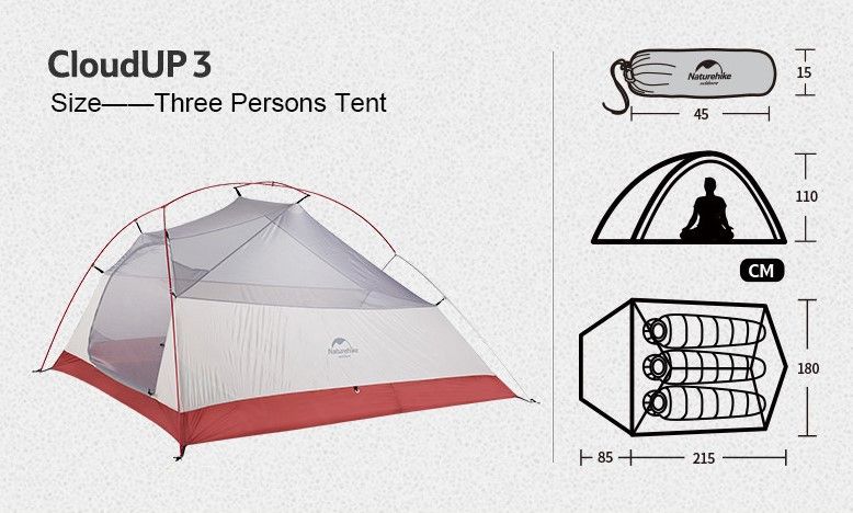 Намет Naturehike Cloud UP III (3-х місний) 210T polyester New version + footprint NH18T030-T Green 6927595730621 фото