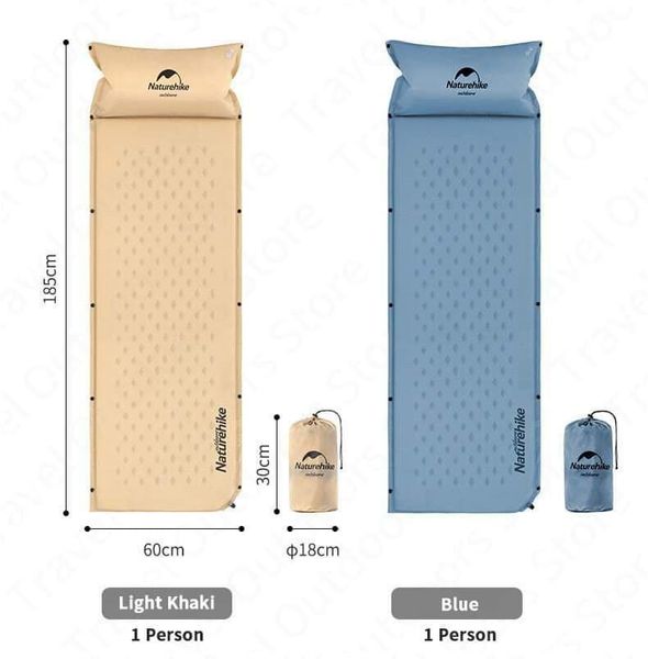 Самонадувний кемпінговий килимок Naturehike Mat with Pillow 25 мм NH15Q002-D blue 6927595782583 фото