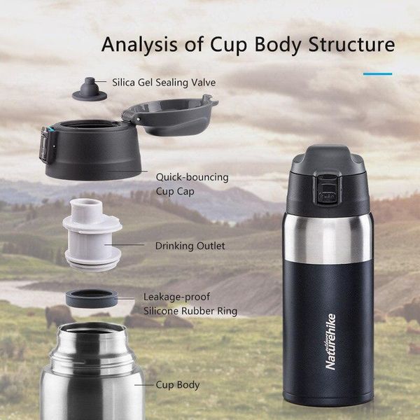 Термокружка Naturehike TT01 Vacuum Cup 0.6 L NH18T001-T Hawaii Blue 6927595732717 фото