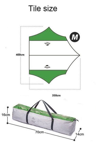 Тент кемпінговий Naturehike NH16T012-S 210T polyester 4.0х3.5 м 1.7кг Green 6927595787779 фото