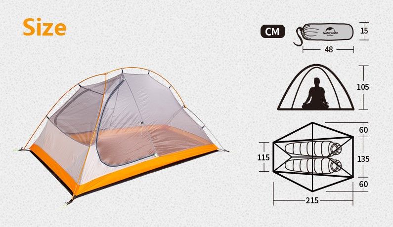 Намет Naturehike Cycling II (2-х місний) 20D silicone + footprint (Spider II) NH18A180 Orange 6927595731949 фото