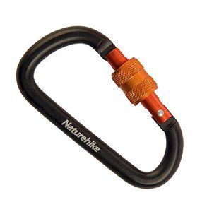 Карабін з муфтою Naturehike D-type 60 мм NH15A005-H black 6927595717400 фото