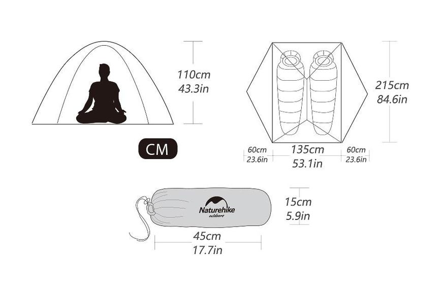 Намет Naturehike Mongar II (2-х місний) 20D silicone + footprint NH17T007-M Gray 6927595708071 фото