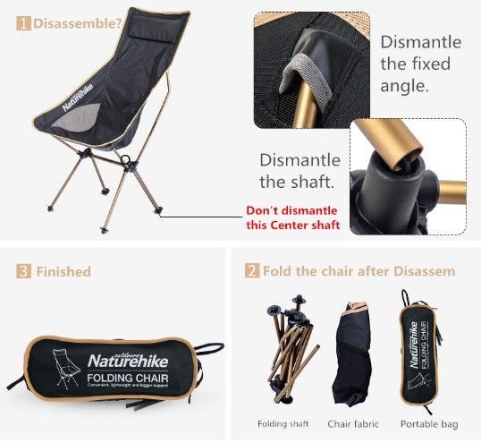 Крісло складне Naturehike Backrest Folding Chair NH17Y010-L Bright silver 6927595716953 фото